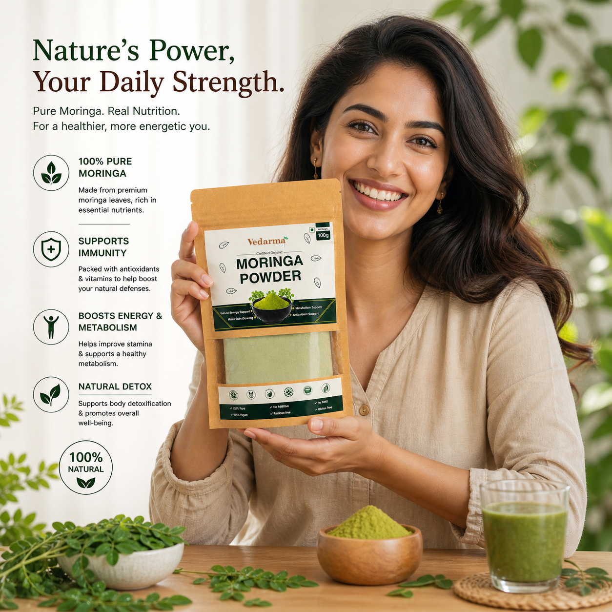 Moringa Powder- Natural Boost for Energy & Immunity