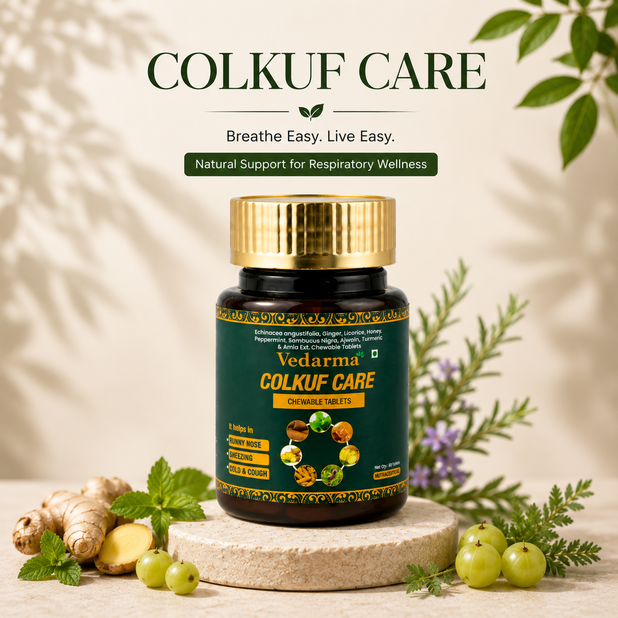 Colkuf Care Chewable Tablets -Relief from Cough and Sore throat
