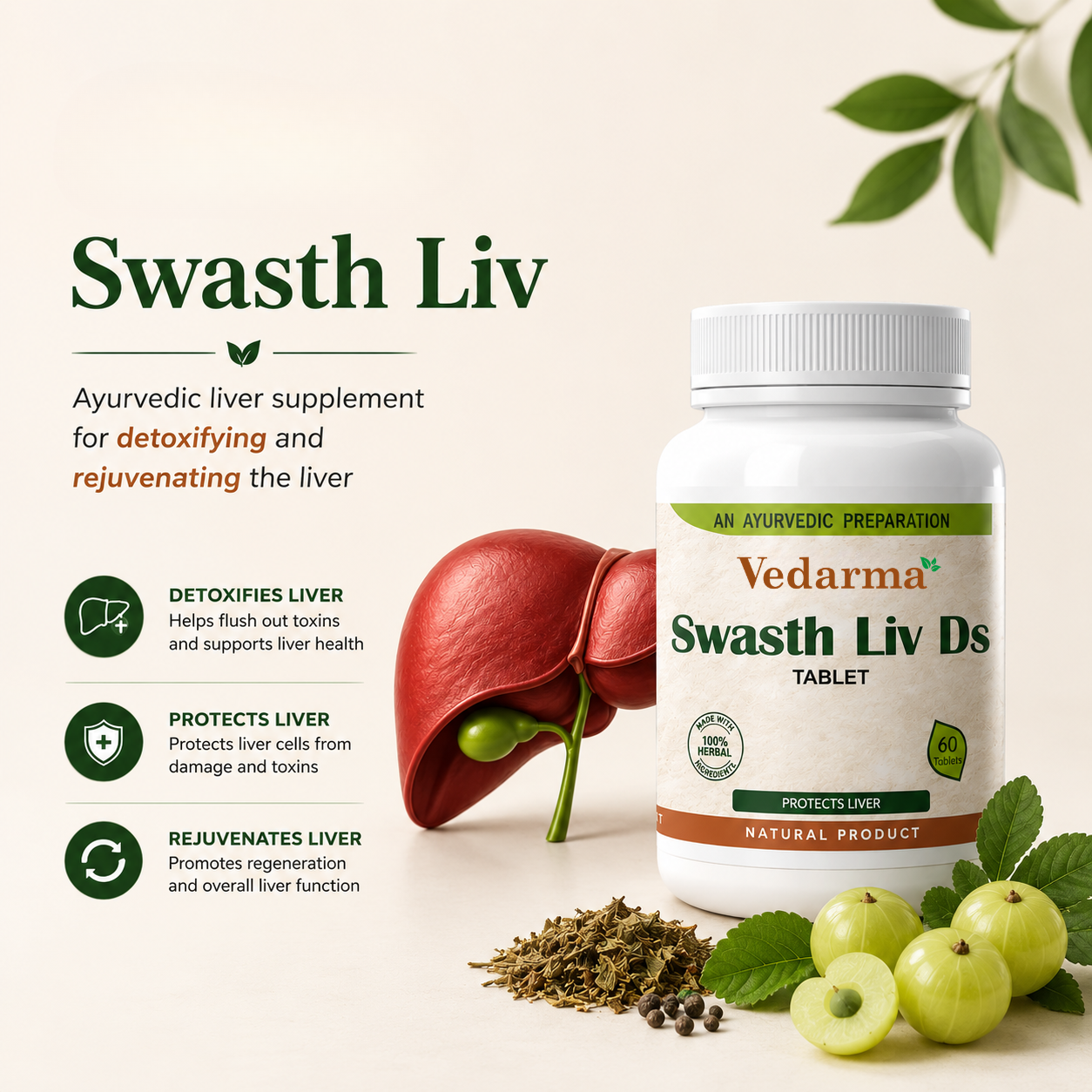 Swasth Liv DS- Liver Detox Ayurvedic Tablets| Repair Alcohol Damage