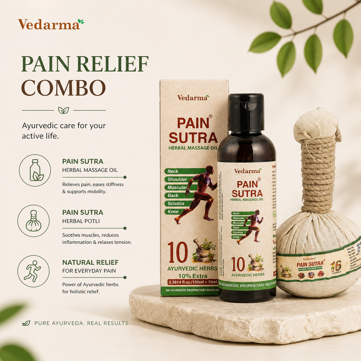 Pain Sutra Ayurvedic Pain Relief Oil + Potli