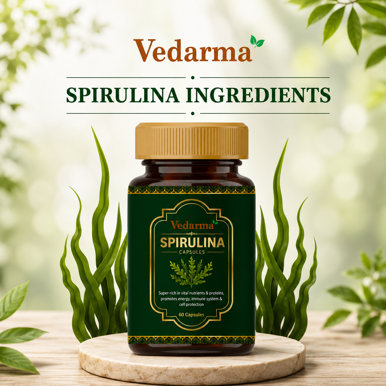 Spirulina Capsules - Organic Superfood for Energy, Immunity