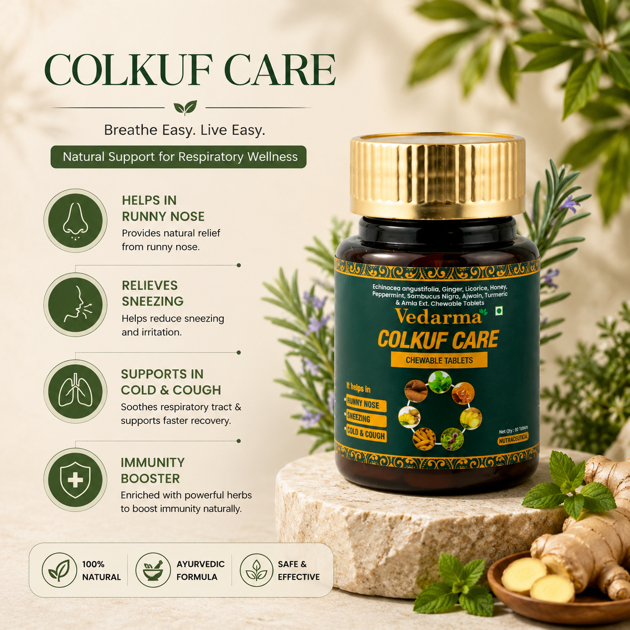 Colkuf Care Chewable Tablets -Relief from Cough and Sore throat