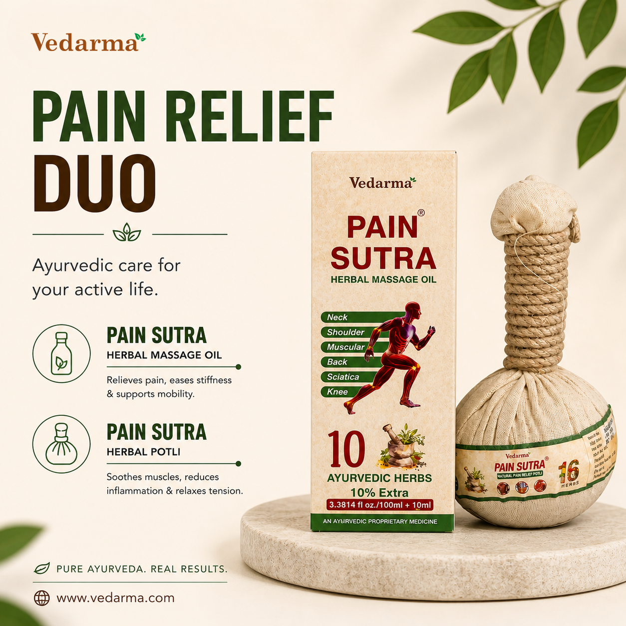 Pain Sutra Ayurvedic Pain Relief Oil + Potli