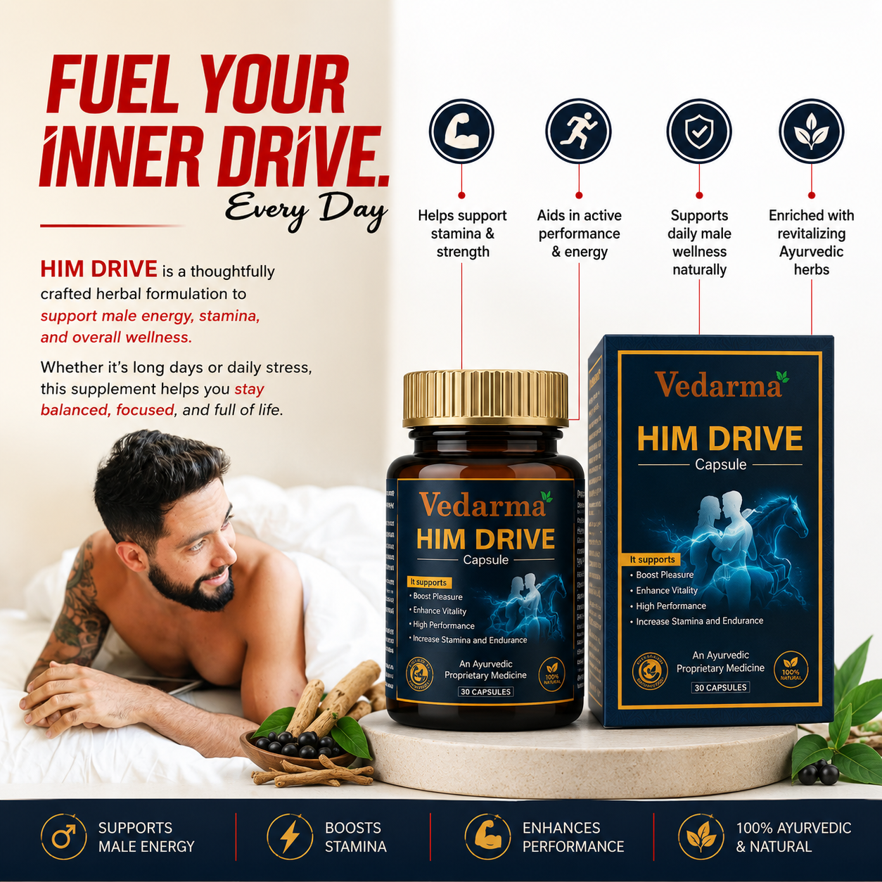 Him Drive - Ayurvedic Men Wellness & Vitality Supplement