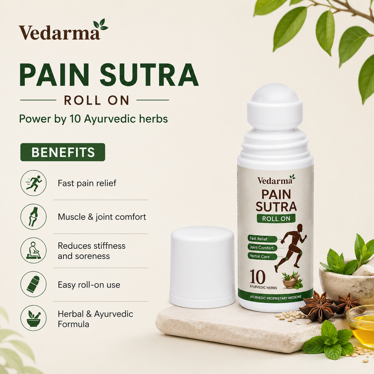 Pain Sutra Roll-On: Fast Relief From Muscle, Joint, Knee & Body Pain
