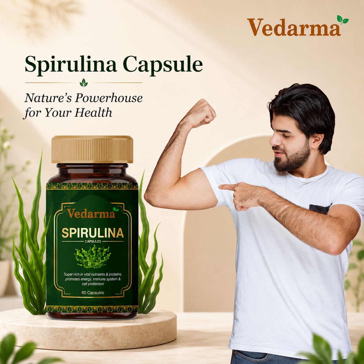 Spirulina Capsules - Organic Superfood for Energy, Immunity