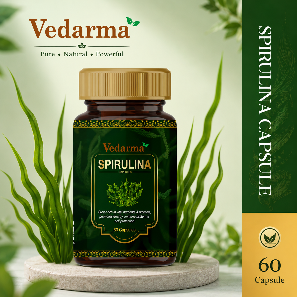 Spirulina Capsules - Organic Superfood for Energy, Immunity