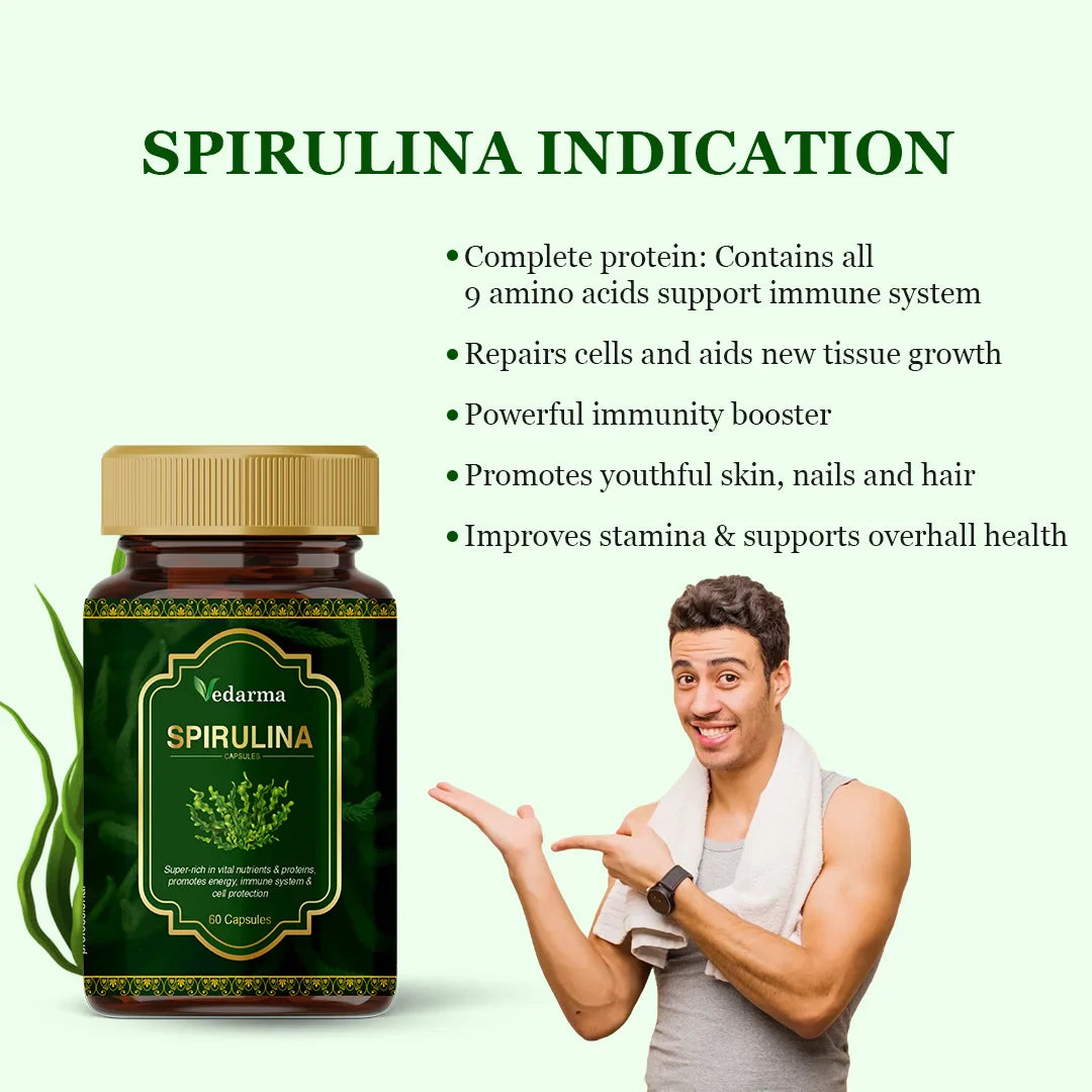 Spirulina Capsules - Organic Superfood for Energy, Immunity