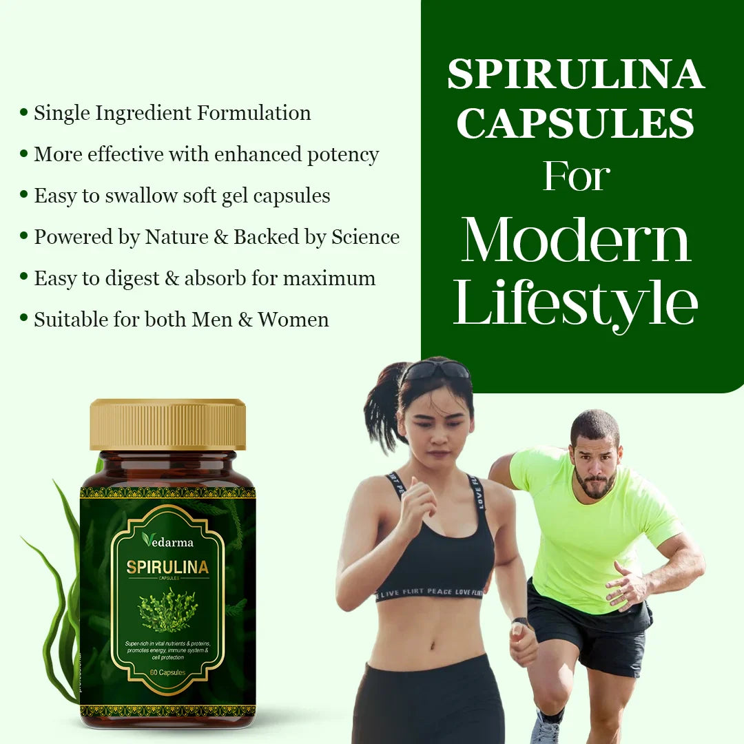 Spirulina Capsules - Organic Superfood for Energy, Immunity