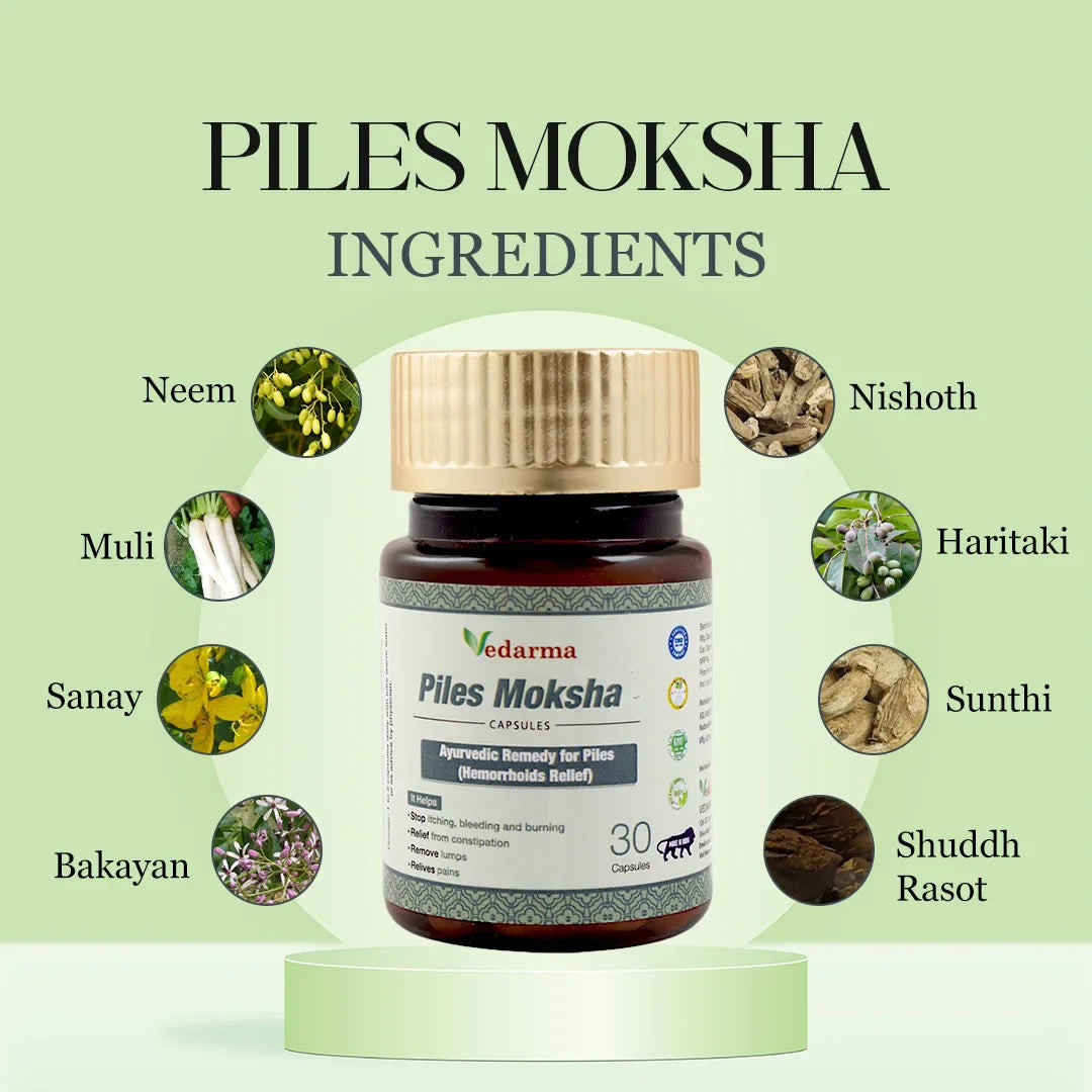 Piles Moksha Capsules - Relief From Pain, Bleeding & Constipation