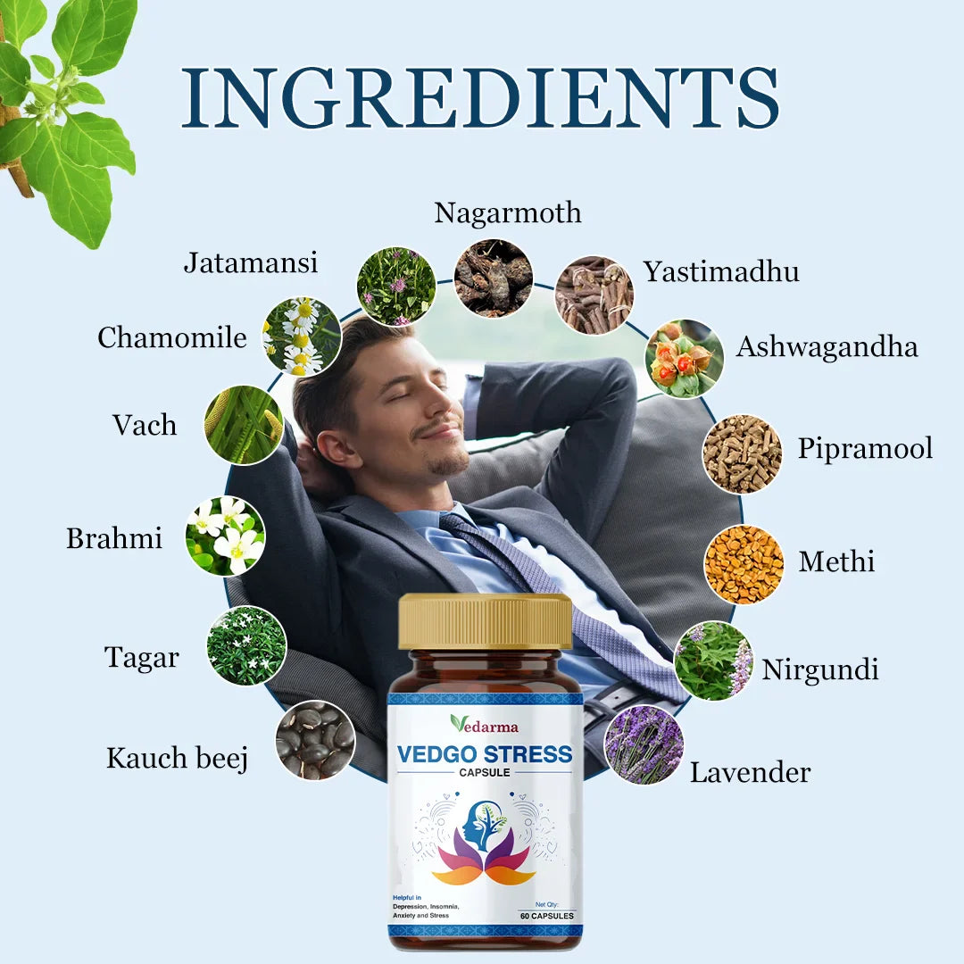 Vedgo Stress Capsule - Ayurvedic Medicine for Stress and Anxiety